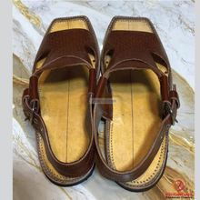 Load image into Gallery viewer, Authentic Handmade Brown Leather Peshawari Chappal