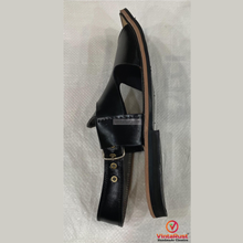 Load image into Gallery viewer, Men’s Black Leather Kaptaan Chappal: Ethnic Handmade Footwear