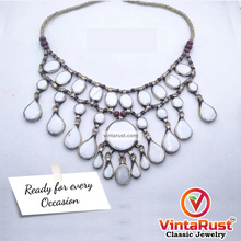 Load image into Gallery viewer, Vintage Tribal White Stone Bib Necklace