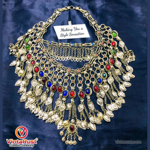 Load image into Gallery viewer, Vintage Afghan Bib Necklace: Oversized Tribal Jewelry