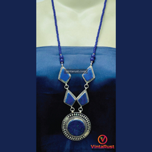 Load image into Gallery viewer, Long Chain Lapis Lazuli Pendant Necklace