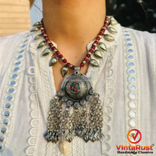 Load image into Gallery viewer, Handmade Tribal Necklace with Red and Gold Beads