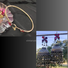 Load image into Gallery viewer, Jhumka Earrings and Statement Choker Necklace