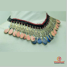 Load image into Gallery viewer, Handmade Coral and Lapis Stone Choker Necklace