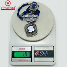 Load image into Gallery viewer, Lapis Lazuli Triple Stone Pendants Necklace