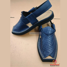 Load image into Gallery viewer, Traditional Leather Blue Sandals For Men