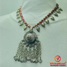 Load image into Gallery viewer, Handmade Tribal Necklace with Red and Gold Beads