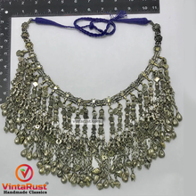 Load image into Gallery viewer, Silver Kuchi Oversized Dangling Tassels Bib Necklace