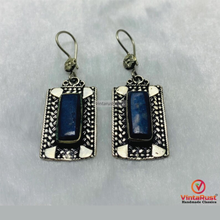 Load image into Gallery viewer, Boho Chic Lapis Lazuli Drop Earrings