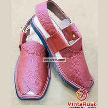 Load image into Gallery viewer, Traditional Handmade Burgundy Peshawari Men's Chappal