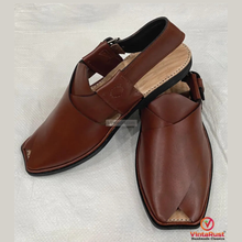 Load image into Gallery viewer, Handmade Comfortable Brown Leather Peshawari Sandals