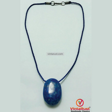 Load image into Gallery viewer, Lapis Lazuli Gemstone Oval Shape Pendant Necklace