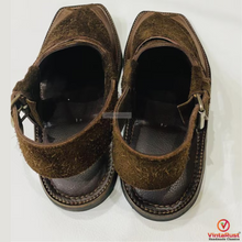 Load image into Gallery viewer, Stylish Dark Brown Suede Peshawari Chappals