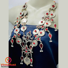 Load image into Gallery viewer, Multilayers Coins Necklace With Red Glass Stone