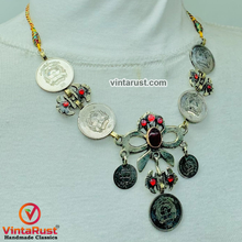 Load image into Gallery viewer, Handmade Tribal Coins Choker With Stones
