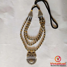Load image into Gallery viewer, Silver and Golden Beaded Chain Pendant Necklace