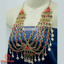 Load image into Gallery viewer, Charming Vintage Red Glass Stones Bib Necklace