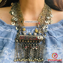 Load image into Gallery viewer, Gypsy Big Pendant Necklace With Dangling Tassels