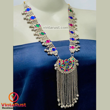 Load image into Gallery viewer, Vintage Silver Pendant Necklace With Long Bells