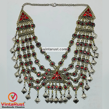 Load image into Gallery viewer, Charming Vintage Red Glass Stones Bib Necklace