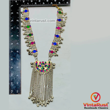 Load image into Gallery viewer, Vintage Silver Pendant Necklace With Long Bells