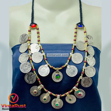 Load image into Gallery viewer, Vintage Multi-Strand Coins Necklace With Beaded Chain