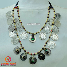 Load image into Gallery viewer, Vintage Multi-Strand Coins Necklace With Beaded Chain