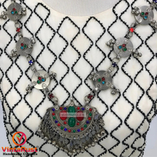 Load image into Gallery viewer, Antique Pendant Necklace With Silver Beads