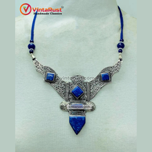 Load image into Gallery viewer, Lapis Lazuli Nepalese Triangular Pendant Necklace