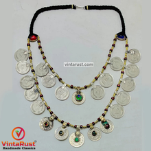 Load image into Gallery viewer, Vintage Multi-Strand Coins Necklace With Beaded Chain