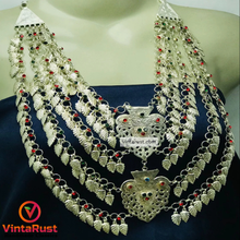 Load image into Gallery viewer, Vintage Multilayers Bib Necklace With Red and Green Jewels