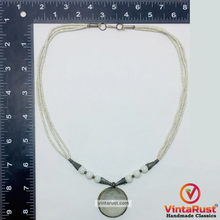 Load image into Gallery viewer, White Beaded Chain Dangling Stone Pendant Necklace