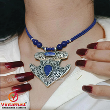 Load image into Gallery viewer, Handmade Tribal Chain Lapis Lazuli Necklace