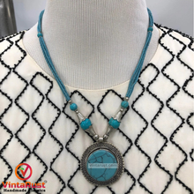 Load image into Gallery viewer, Turquoise gemstone Necklace with beaded dori