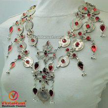 Load image into Gallery viewer, Multilayers Coins Necklace With Red Glass Stone
