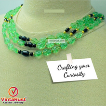 Load image into Gallery viewer, Green Glass Stones Multilayers Beaded Necklace