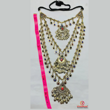 Load image into Gallery viewer, Long Layered Tribal Necklace with Coins & Stones