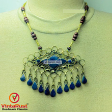 Load image into Gallery viewer, Lapis Lazuli Pendant Necklace With Beaded Chain