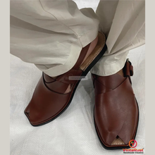 Load image into Gallery viewer, Men’s Brown Leather Peshawari Sandals: Comfortable Casual Footwear