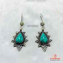 Load image into Gallery viewer, Western Turquoise Silver Teardrop Statement Earrings