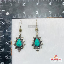 Load image into Gallery viewer, Western Turquoise Silver Teardrop Statement Earrings