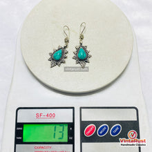 Load image into Gallery viewer, Western Turquoise Silver Teardrop Statement Earrings