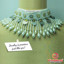 Load image into Gallery viewer, White Statement Beaded Choker Necklace With Pearls