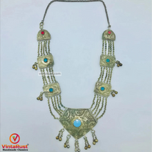 Load image into Gallery viewer, Silver Vintage Necklace with Turquoise Beads