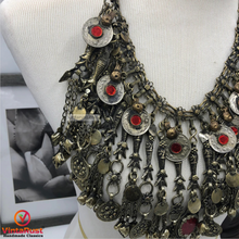Load image into Gallery viewer, Oversized Bib Necklace With Glass Stones and Dangling Tassels