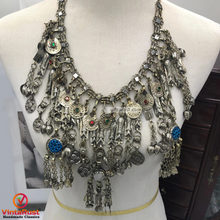 Load image into Gallery viewer, Bib Necklace Embellished with Fish Motifs and Dangling Tassels