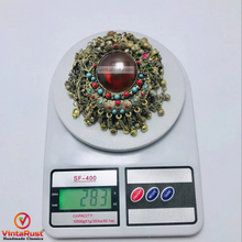 Load image into Gallery viewer, Massive Silver Kuchi Bib Necklace With Dangling Bells and Glass Stones