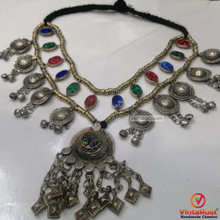 Load image into Gallery viewer, Kuchi Boho Bells Multicolor Glass Stone Necklace