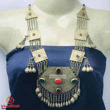 Load image into Gallery viewer, Bohemian Silver Kuchi Vintage Massive Pendant Necklace