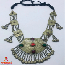 Load image into Gallery viewer, Bohemian Silver Kuchi Vintage Massive Pendant Necklace